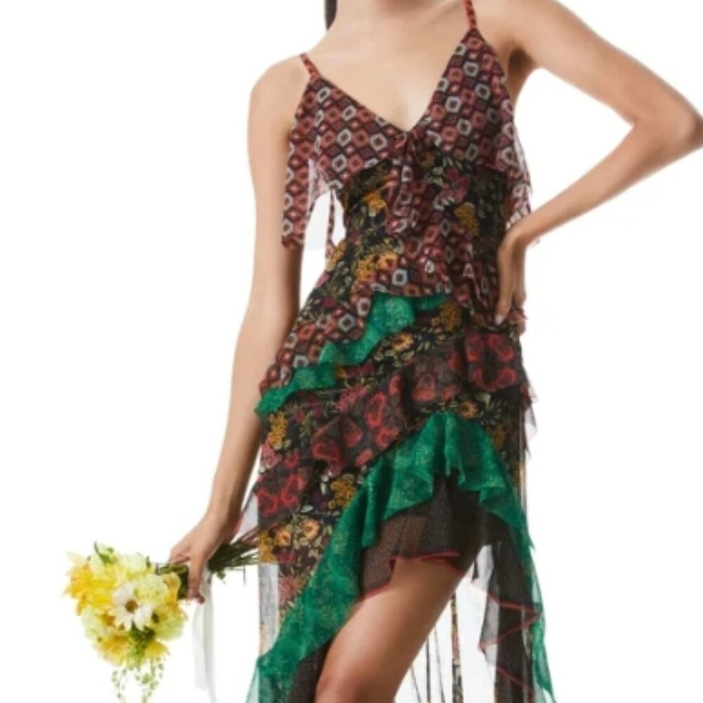 NWOT Alice + Olivia Laverne Lace Back Gown Maxi Dress in Nomad Multi M $695